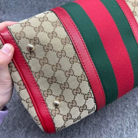 Gucci Boston Web Canvas Satchel 560-08282025 - Picture 5 of 16